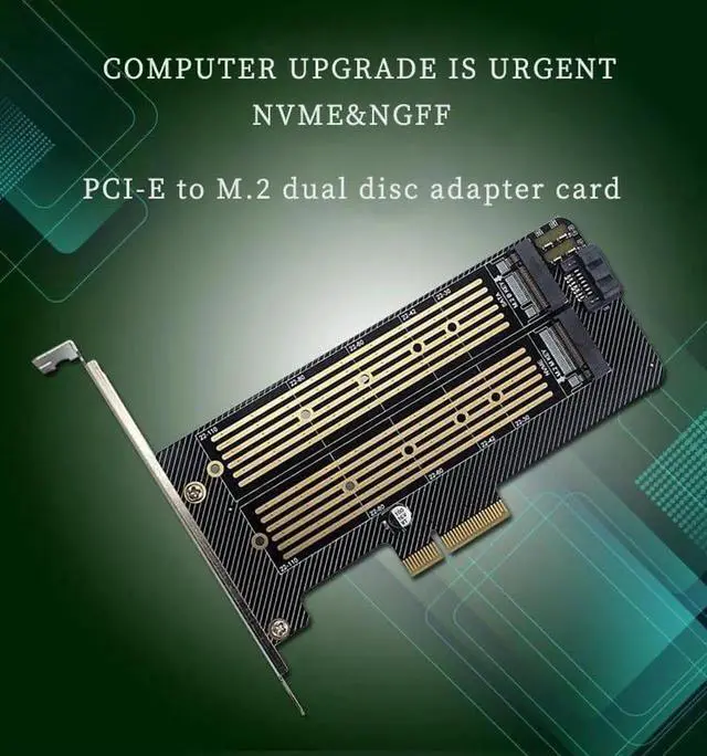 Alt view image 7 of 7 - PH39 Dual M.2 NVMe & NGFF SATA SSD to PCIe Adapter, 32Gbps/6Gbps, MKey/BKey/B+MKey Compatible, PCIe X4/X8/X16 Support