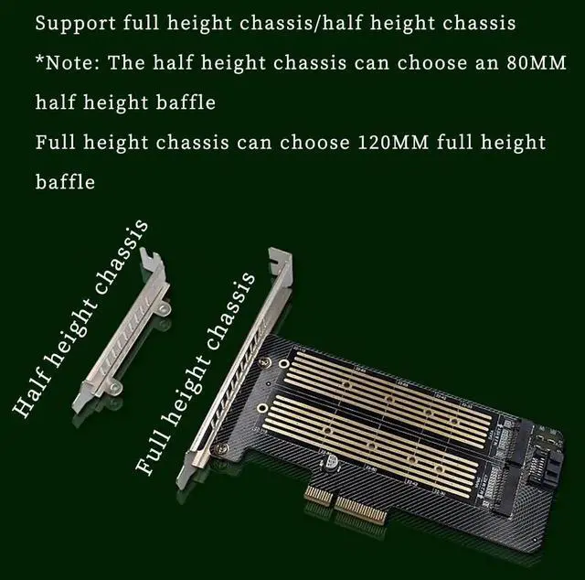 Alt view image 2 of 7 - PH39 Dual M.2 NVMe & NGFF SATA SSD to PCIe Adapter, 32Gbps/6Gbps, MKey/BKey/B+MKey Compatible, PCIe X4/X8/X16 Support