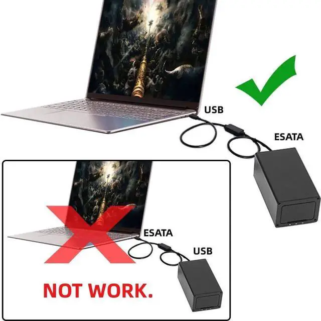 Alt view image 5 of 7 - USB 3.0 to eSATA 6Gbps Adapter, Power eSATA Converter, Bidirectional USB 3.0eSATA Plus Adapter for Hard Drives