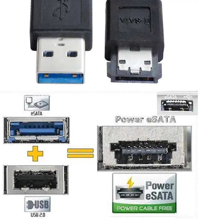 Alt view image 3 of 7 - USB 3.0 to eSATA 6Gbps Adapter, Power eSATA Converter, Bidirectional USB 3.0eSATA Plus Adapter for Hard Drives