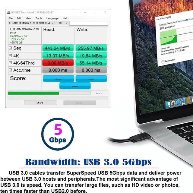 Alt view image 7 of 7 - USB 3.0 to eSATA 6Gbps Adapter, Power eSATA Converter, Bidirectional USB 3.0eSATA Plus Adapter for Hard Drives