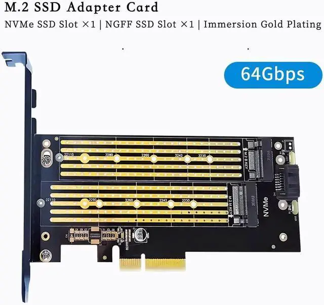 Alt view image 4 of 4 - K6 PCIe 5.0/4.0 to Dual M.2 NVMe & SATA SSD Adapter Card, DualBay HighSpeed Expansion Board with GoldPlated PCB & Metal Bracket