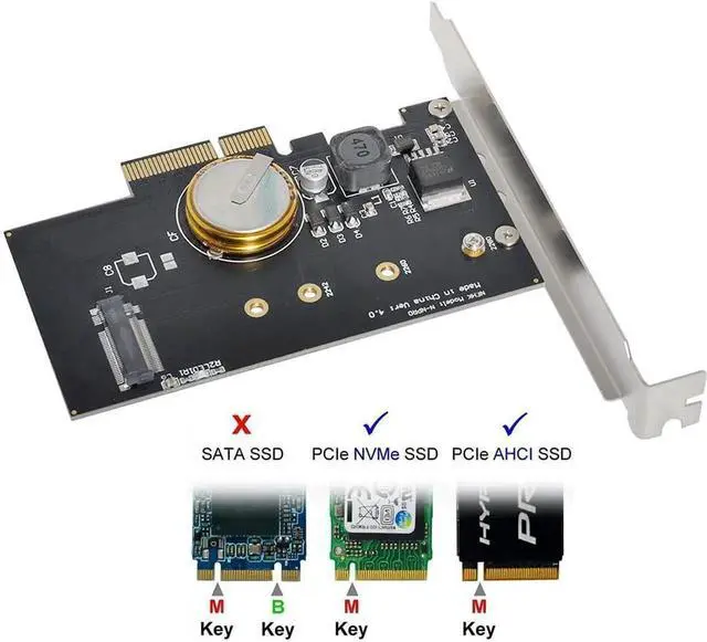 Alt view image 3 of 6 - PCIE 3.0 X4 to M.2 MKey 80mm NVMe SSD Adapter Card, with 4.0F Super Capacitor for PowerFailure Protection