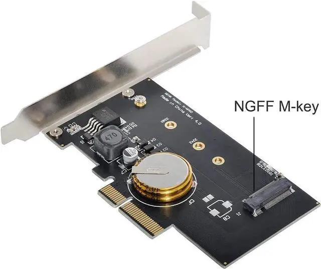 Alt view image 4 of 6 - PCIE 3.0 X4 to M.2 MKey 80mm NVMe SSD Adapter Card, with 4.0F Super Capacitor for PowerFailure Protection