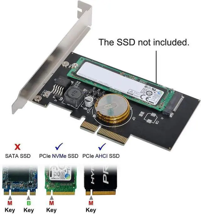 Alt view image 2 of 6 - PCIE 3.0 X4 to M.2 MKey 80mm NVMe SSD Adapter Card, with 4.0F Super Capacitor for PowerFailure Protection