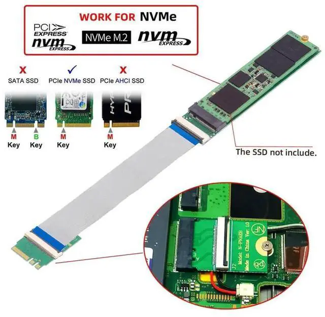 Alt view image 5 of 7 - 2230 A+EKey Male to NVMe MKey Female Extension Cable, for Laptop Motherboard to 2280 NVMe SSD Upgrade