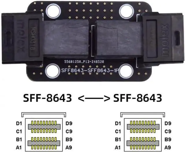 Alt view image 5 of 7 - PCIExpress 4.0 / PCIe 5.0 Mini SAS HD SFF8643 FemaletoFemale PCBA Coupler Adapter Extender