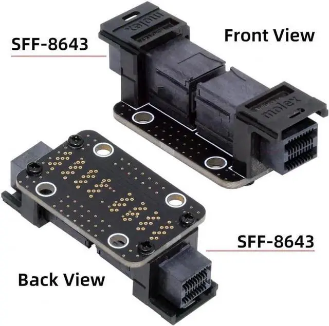 Alt view image 7 of 7 - PCIExpress 4.0 / PCIe 5.0 Mini SAS HD SFF8643 FemaletoFemale PCBA Coupler Adapter Extender