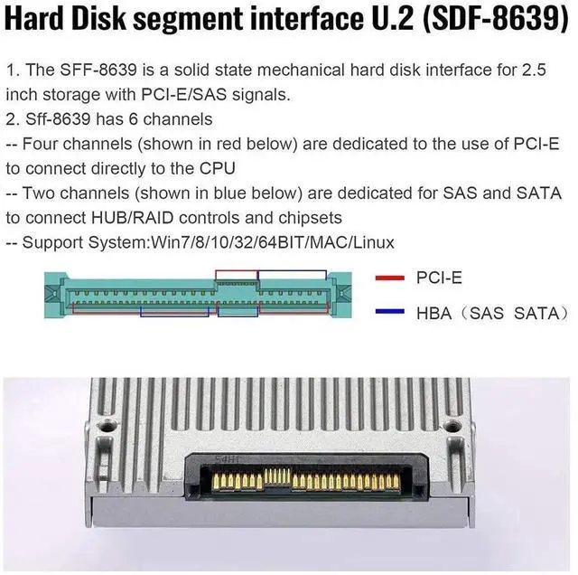 Alt view image 2 of 7 - SFF8639 U.2 to NVMe M.2 MKey NGFF PCIe SSD Converter Adapter for Case & Enclosure