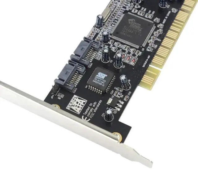 Alt view image 2 of 5 - 4Port PCI SATA RAID Controller Internal Expansion Card with 2 SATA Cables, PCI to SATA Adapter Converter for Desktop PC, Supports HDD & SSD