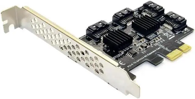 Alt view image 2 of 6 - 4Port PCIE to SATA III 3.0 Controller Card with Heat Sink, 6Gbps PCI Express SATA Expansion Adapter Board for PC