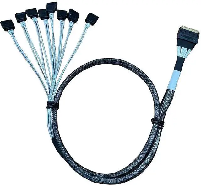 Main image of SlimSAS X8 SFF8654 74P to 8Port SATA 7P Cable, 85CM, SlimSAS Host/RAID to SATA Target Hard Drive Cable