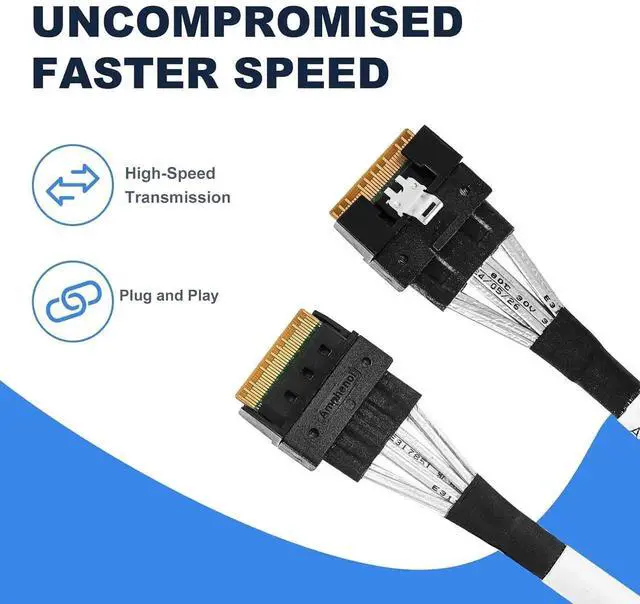 Alt view image 5 of 6 - SlimSAS X8 SFF8654 74P to 8Port SATA 7P Cable, 85CM, SlimSAS Host/RAID to SATA Target Hard Drive Cable