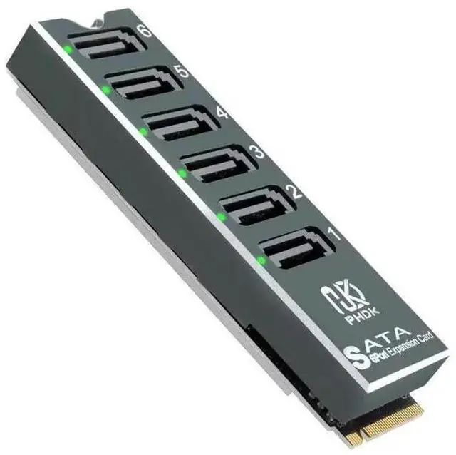 Main image of 6Port M.2 to SATA Adapter Card, M.2 NVMe to SATA 3.0 Expansion Card with ASM1166 Chipset, Supports SSD/HDD up to 6Gbps