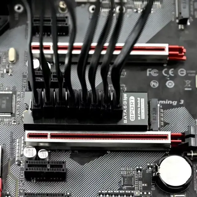 Alt view image 4 of 7 - 6Port M.2 to SATA Adapter Card, M.2 NVMe to SATA 3.0 Expansion Card with ASM1166 Chipset, Supports SSD/HDD up to 6Gbps