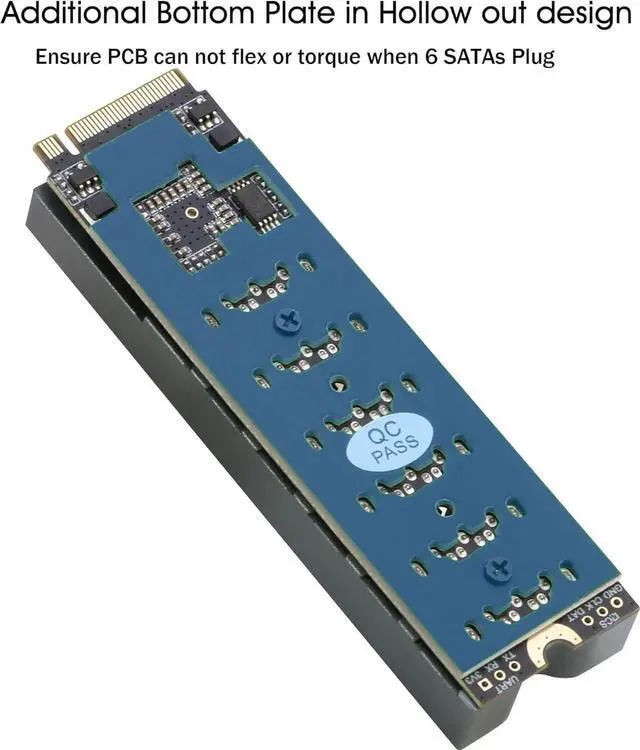 Alt view image 6 of 7 - 6Port M.2 to SATA Adapter Card, M.2 NVMe to SATA 3.0 Expansion Card with ASM1166 Chipset, Supports SSD/HDD up to 6Gbps