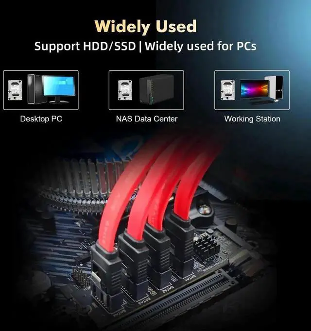 Alt view image 4 of 7 - 4Port M.2 to SATA 3.0 Controller Card, 6Gbps SATA Expansion Adapter with 4 SATA Cables, Compatible with Windows 10/11