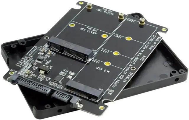 Main image of 2in1 Combo M.2 NGFF BKey & mSATA SSD to SATA 3.0 Adapter Enclosure, Supports SATA Revision 3.2