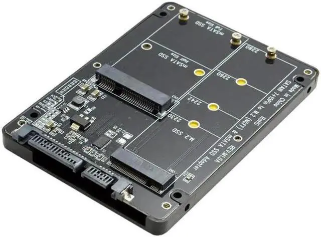 Alt view image 3 of 3 - 2in1 Combo M.2 NGFF BKey & mSATA SSD to SATA 3.0 Adapter Enclosure, Supports SATA Revision 3.2