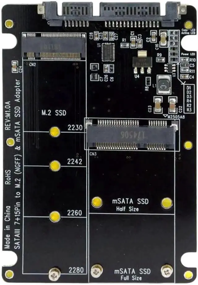 Alt view image 2 of 3 - 2in1 Combo M.2 NGFF BKey & mSATA SSD to SATA 3.0 Adapter Enclosure, Supports SATA Revision 3.2