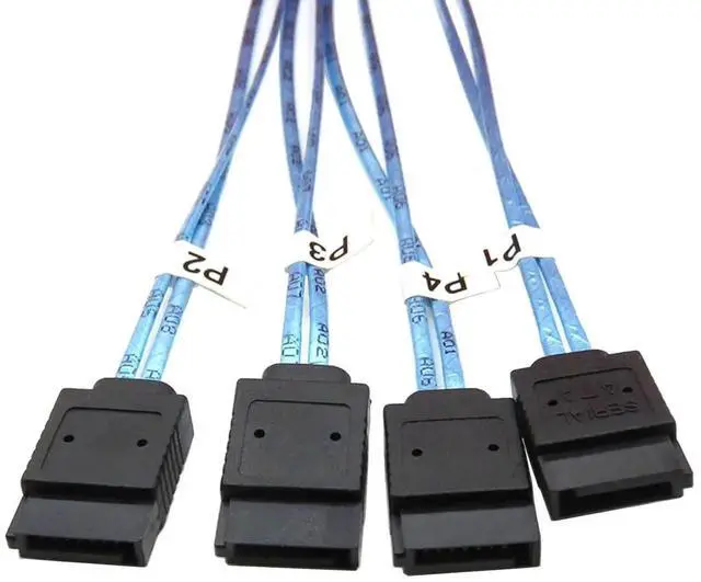 Alt view image 4 of 5 - Heretom SFF8644 to 4Port SATA 7Pin Cable, External Mini SAS HD SFF8644 to 4Channel SATA Server RAID Cable, 1M (3.2FT)