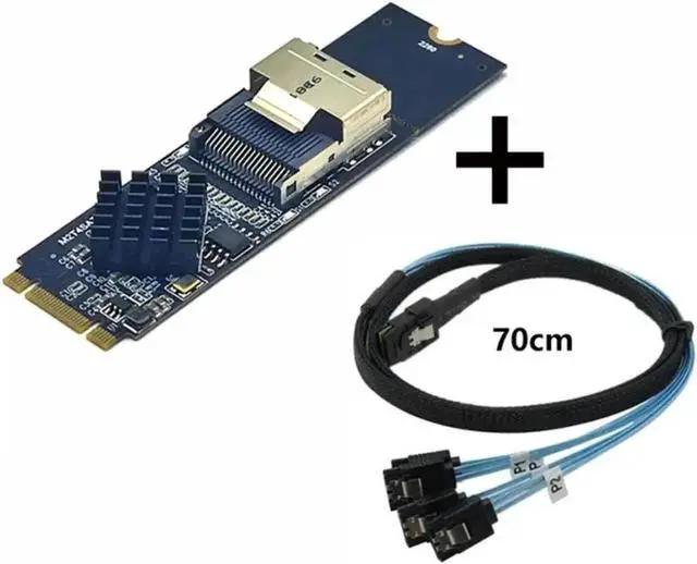 Alt view image 4 of 4 - M.2 NVMe to Mini SAS SFF8087 Expansion Card, Supports 4Port SATA3.0 6Gbps HDD/SSD, SFF8087 to M.2 NVMe SATA Controller, Durable Design