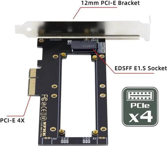 Alt view image 6 of 7 - PCIE 4.0 x4 Host Adapter to NVMe Ruler 1U GENZ EDSFF, E1.S Carrier Adapter for Short SSD (5.9mm / 8.0mm Thickness)