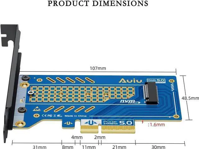 Alt view image 6 of 7 - PCIE 5.0 X4 to M.2 NVMe B+M Key Expansion Card, HighSpeed SSD Adapter for 2230 2240 2260 2280, Compatible with PCIe X4/X8/X16 Slots