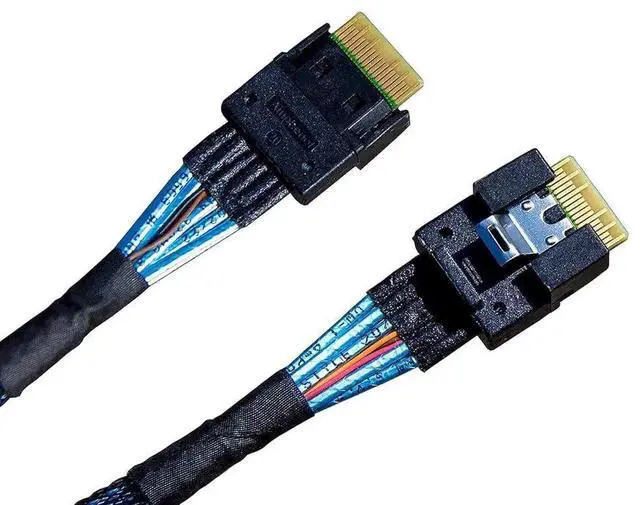 Alt view image 2 of 6 - 75cm PCIe 4.0 SlimSAS x4 to U.3 NVMe Cable, SFF8654 38Pin to SFF8639 68Pin Adapter Cable with SATA Power