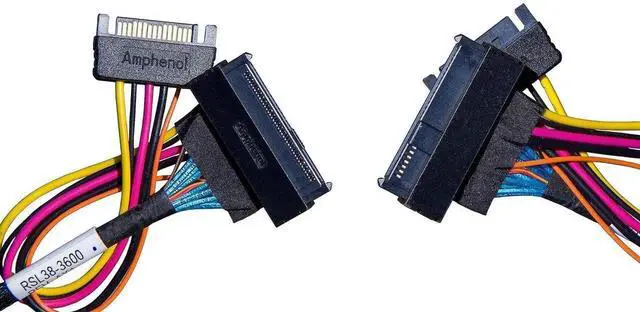 Alt view image 6 of 6 - 75cm PCIe 4.0 SlimSAS x4 to U.3 NVMe Cable, SFF8654 38Pin to SFF8639 68Pin Adapter Cable with SATA Power