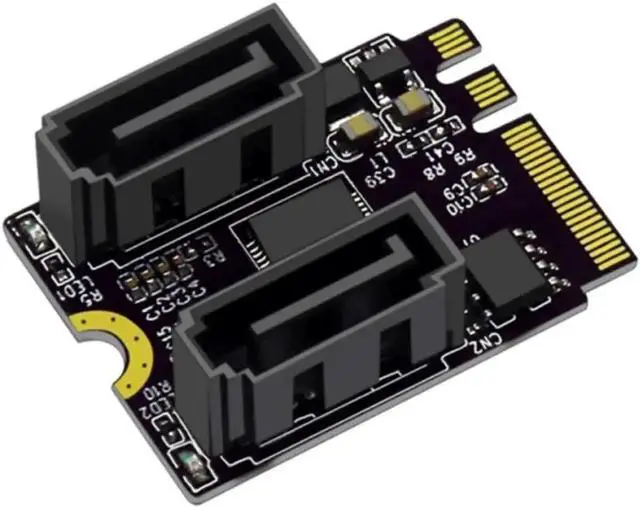 Main image of M.2 A+E Key to 2-Port SATA 3.0 Expansion Riser Card, JMB582 Chip M.2 WiFi Slot to SATA Adapter