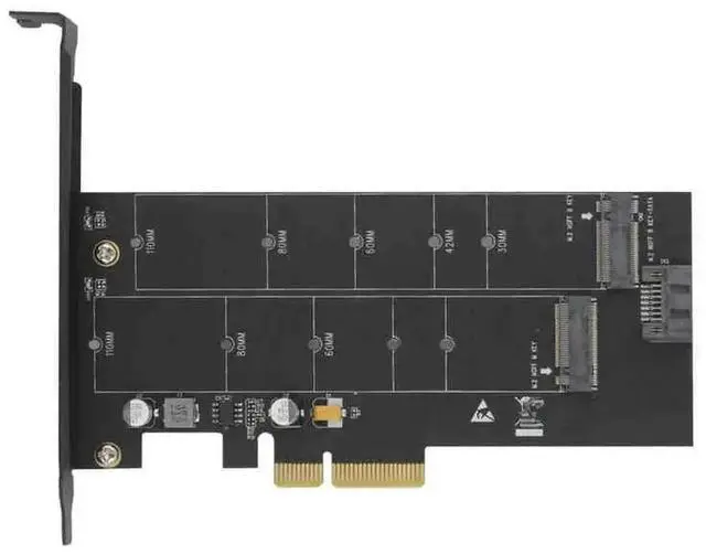 Main image of M.2 NGFF to PCIe X4 Adapter Card, PCIe 3.0 M-Key & B-Key Dual Interface Card with 12V+3.3V Dual Power & SATA 3.0 Port