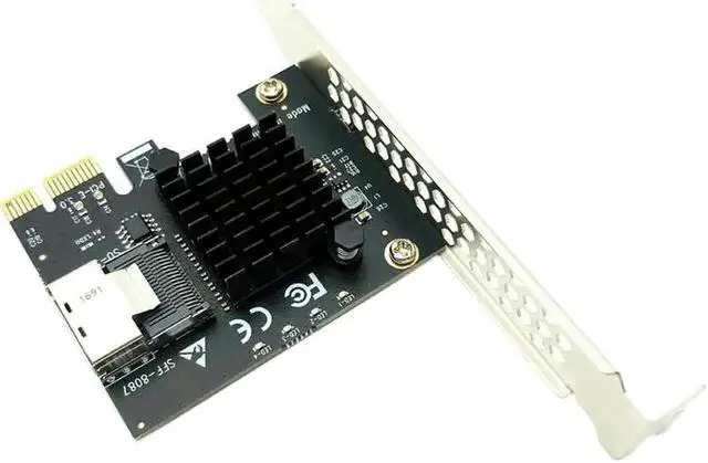 Alt view image 3 of 6 - PCIe X1 to Mini SAS SFF-8087 4-Port SATA 3.0 6Gbps Adapter Card for Chia Mining