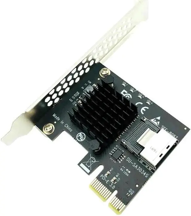 Alt view image 2 of 6 - PCIe X1 to Mini SAS SFF-8087 4-Port SATA 3.0 6Gbps Adapter Card for Chia Mining