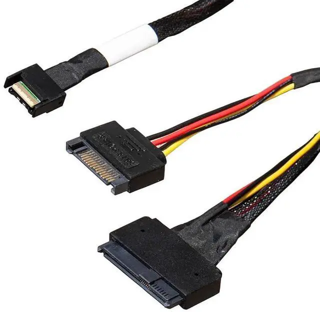 Alt view image 4 of 4 - PCIe 5.0 MCIO x4 SFF-TA-1016 to U.2 SFF-8639 NVMe Cable with Power, 70CM