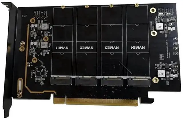 Main image of PCIe 4.0 X16 to 4-Port M.2 NVMe Adapter Card, Support 2280 SSD, PCIe Bifurcation & RAID Function