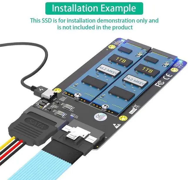 Alt view image 3 of 7 - Dual M.2 NVMe to Slimline SFF-8654 8X Adapter, PCIe Converter (PCIe Bifurcation Required)