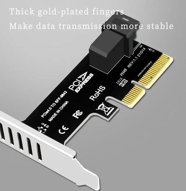 Alt view image 3 of 7 - PH49 PCIe 4.0 X4 to U.2 SFF-8643 Expansion Card, NVMe SSD Adapter with Half-Height Baffle