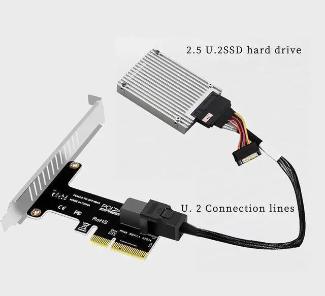 Alt view image 6 of 7 - PH49 PCIe 4.0 X4 to U.2 SFF-8643 Expansion Card, NVMe SSD Adapter with Half-Height Baffle
