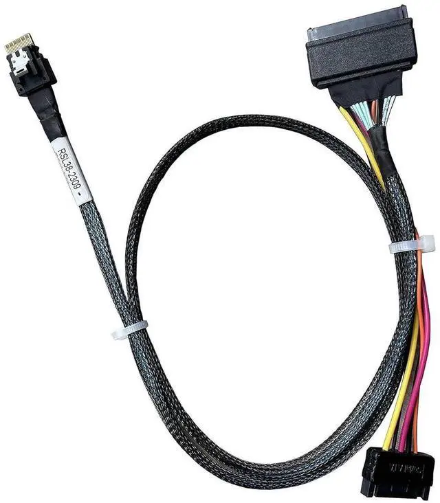 Main image of PCIe Gen4 SlimSAS 4X to U.2 NVMe Cable, SFF-8654 to SFF-8639 with Power, 75CM