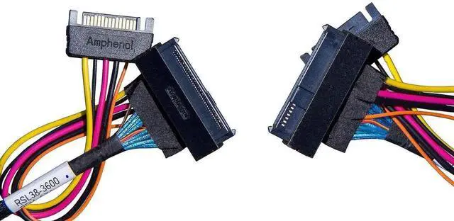 Alt view image 6 of 7 - PCIe Gen4 SlimSAS 4X to U.2 NVMe Cable, SFF-8654 to SFF-8639 with Power, 75CM