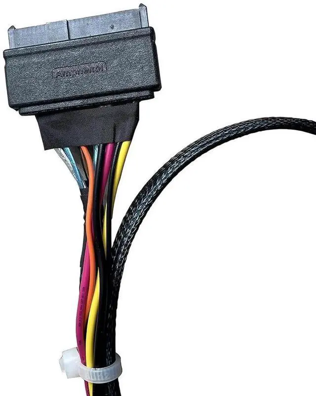 Alt view image 7 of 7 - PCIe Gen4 SlimSAS 4X to U.2 NVMe Cable, SFF-8654 to SFF-8639 with Power, 75CM