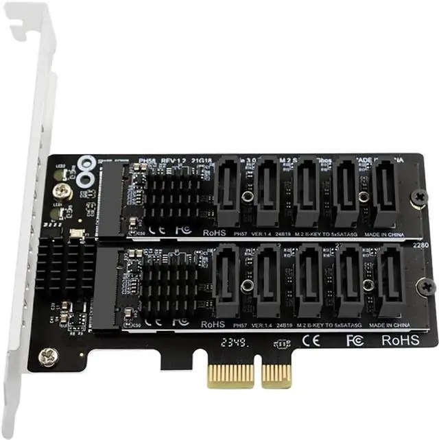 Main image of PH58+PH57 PCIe 3.0 X1 to 10-Port SATA 6G Expansion Card, 6Gbps SATA Controller Adapter