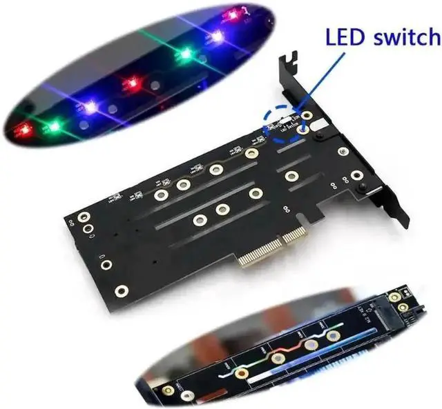 Alt view image 4 of 5 - M.2 NGFF Key B-M to PCIe 4X Adapter Card, SATA Expansion Card with Bracket & Heatsink for Desktop