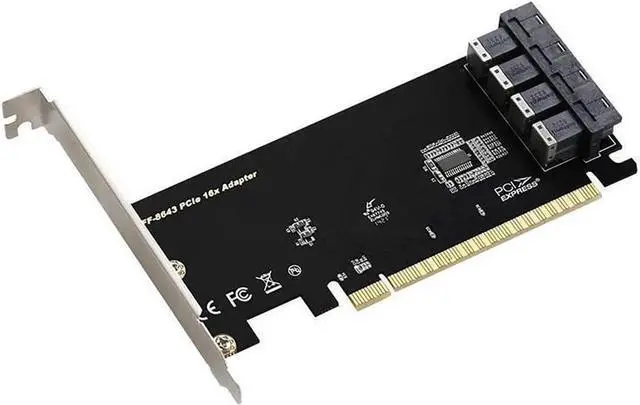 Alt view image 2 of 7 - PCIe 3.0 x16 to U.2 SFF-8643 NVMe Expansion Card, 4 Ports Adapter, Compatible with PCIe x8/x16 Slots
