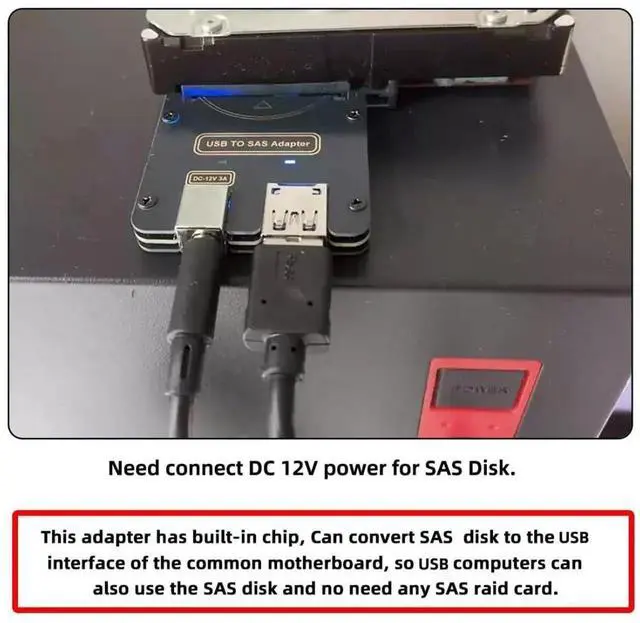 Alt view image 7 of 7 - USB 3.0 to SAS Adapter, SFF-8482 Converter for 2.5/3.5" SAS Hard Drives