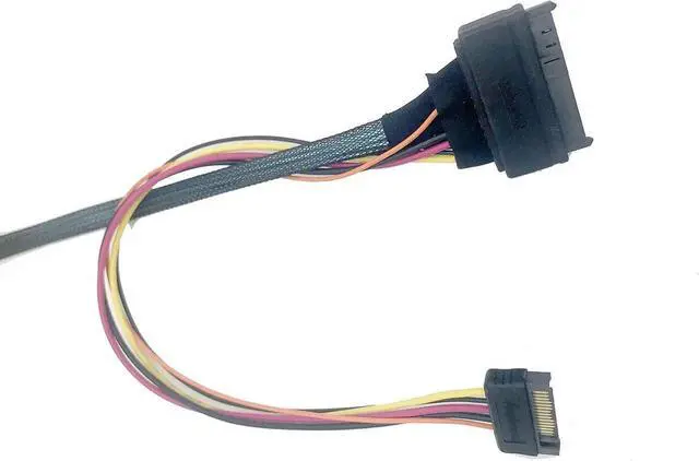 Alt view image 2 of 6 - CBL-SAST-0956 OCuLink 4X to U.2 NVMe Cable, SFF-8611 to SFF-8639 with Power, 100cm