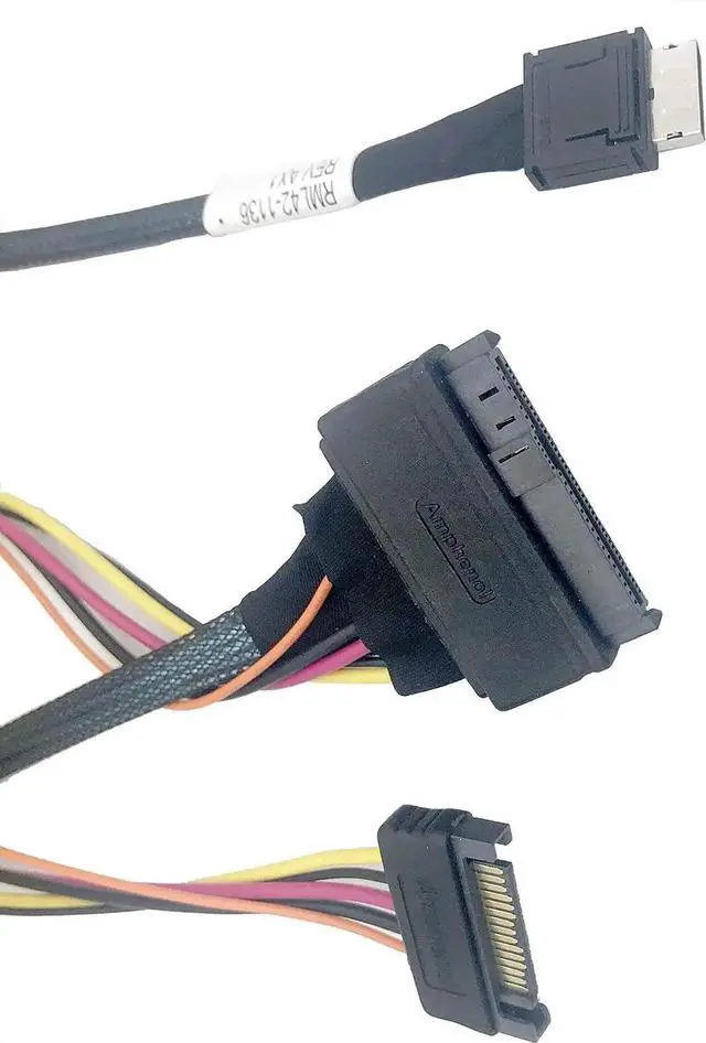 Alt view image 4 of 6 - CBL-SAST-0956 OCuLink 4X to U.2 NVMe Cable, SFF-8611 to SFF-8639 with Power, 100cm