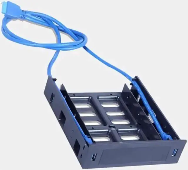 Alt view image 2 of 3 - 2 Ports USB 3.0 Front Panel Bracket, 3.5" / 2.5" HDD SSD Mount Tray for 5.25" Drive Bay