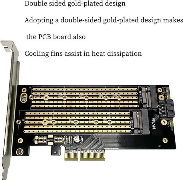 Alt view image 5 of 6 - PCIe 3.0 to M.2 NVMe NGFF SSD Adapter Card, High Speed Desktop Expansion Card, Supports M Key/B Key/B&M Key, 2230-22110 Size (Single Slot NVMe MKey)